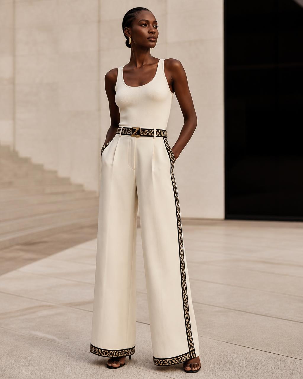Z-Ascend™ Wide-Leg Trouser — Women — Women · Z-Vibe Rise & Lead Edition II seven-view specification plate; showing 01 Front, 02 Left, 03 Right, 04 Back, 05 Interior, 06 Inner tags, 07 Fabric detail. — 01 Front, Pearl Ivory