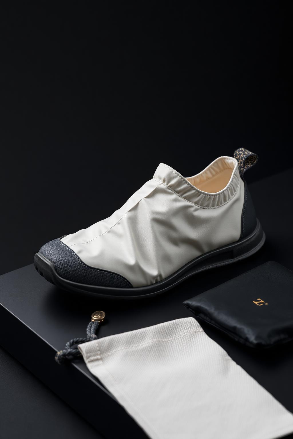 Z-Rain Horizon Travel Shoe — Men — Unisex · Z-Rain Waterproof Footwear seven-view specification plate; showing 01 Front, 02 Left, 03 Right, 04 Back, 05 Interior, 06 Inner tags, 07 Fabric detail. — 01 Front, Obsidian Black