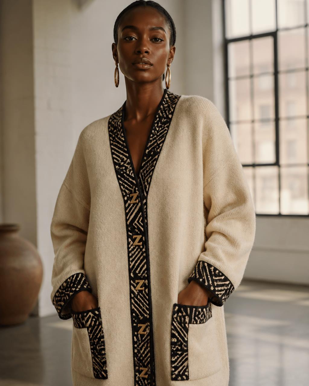 Z-Warmth™ Knit Heritage Cardigan — Oatmeal cashmere-wool blend knit