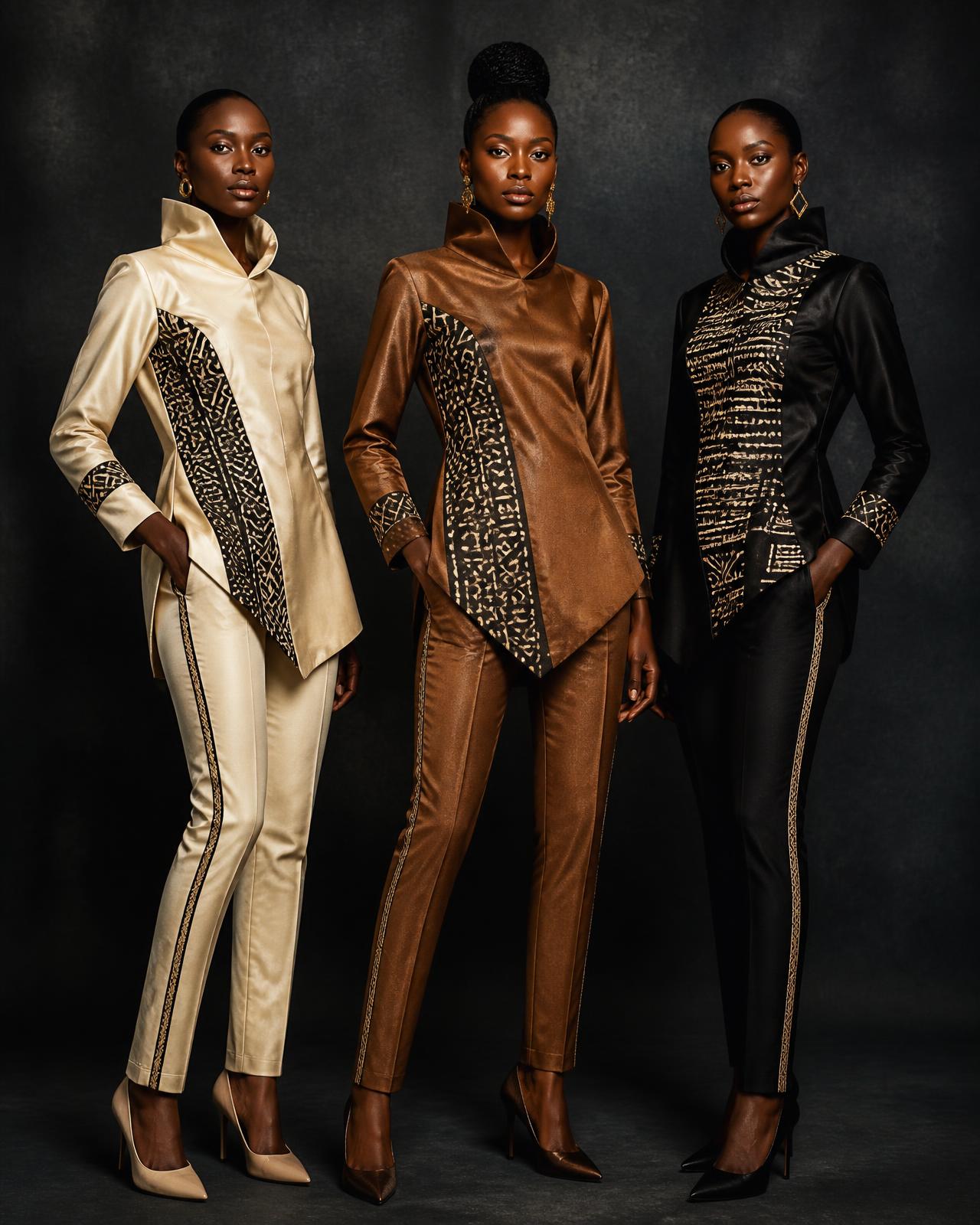 Sculpted Collar Shirt — Women — Women · Heritage Shirting seven-view specification plate; showing 01 Front, 02 Left, 03 Right, 04 Back, 05 Interior, 06 Inner tags, 07 Fabric detail. — 01 Front, Champagne / Obsidian