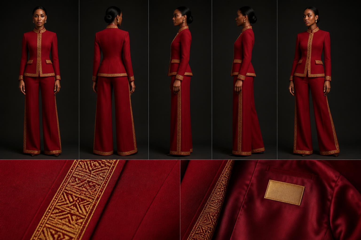 Z-Vibe Empower Red Gold Heritage Suit design board