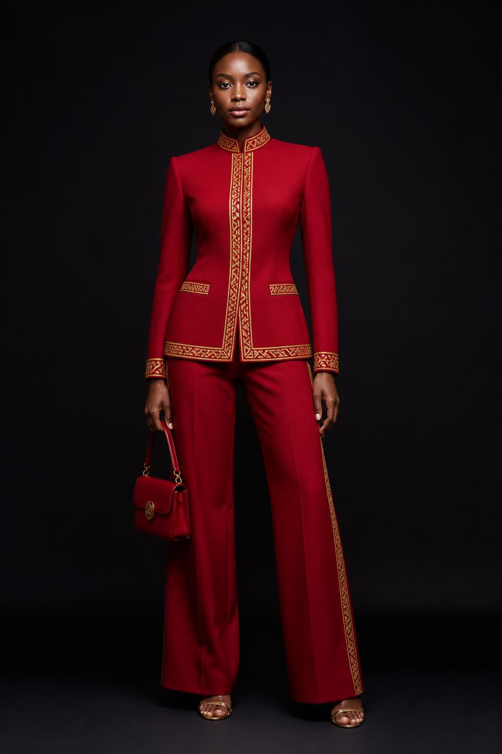 Z-Vibe Empower Red Gold Heritage Suit — Women · Z-Vibe Signature Corporate related style